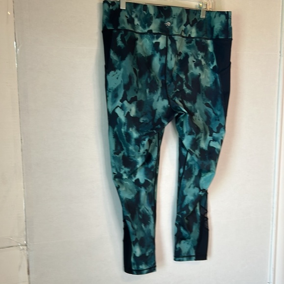 Ideology Abstract Green Camo Mesh Outer Leg Panel Leggings Workout Pants Sz 1X - Picture 2 of 11